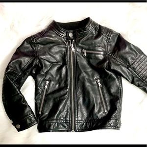 Kids Black Leather Jacket -Faux Leather